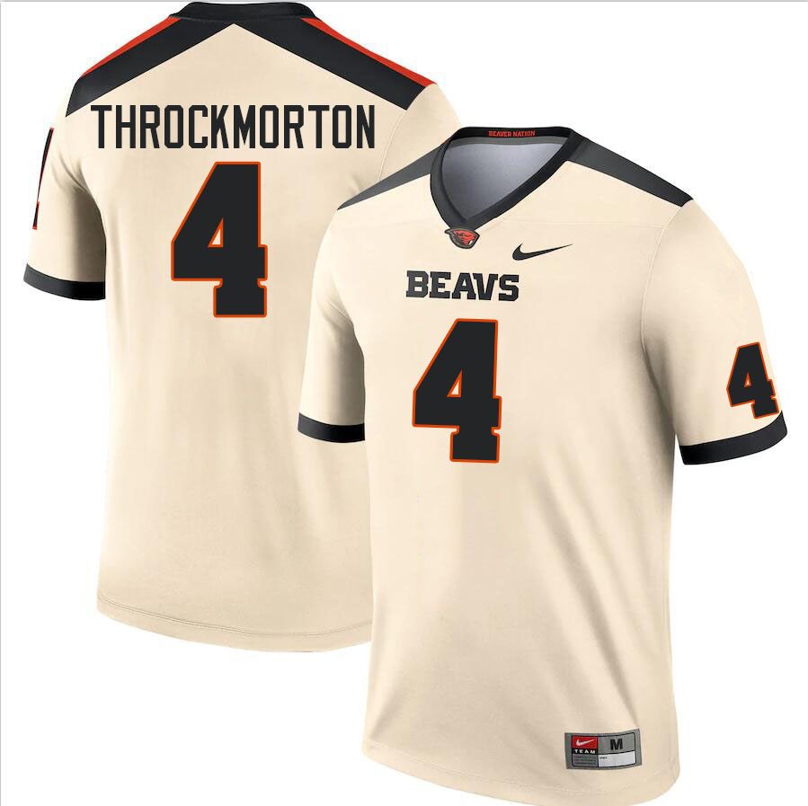 Men #4 Travis Throckmorton Oregon State Beavers College Football Jerseys Stitched Sale-Cream - Click Image to Close